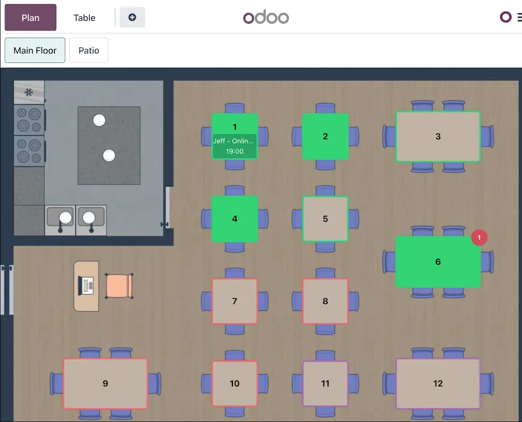 Diseño de pisos y distribución de mesas en Odoo para restaurantes